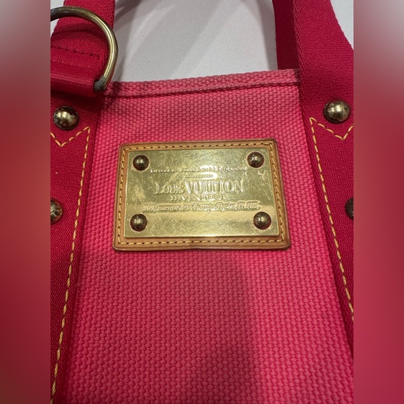 LOUIS VUITTON Antigua Cabas Pink Tote Bag Canvas Rouge - Picture 4 of 9